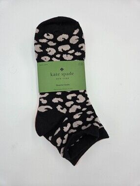 kate spade Womens 3 Pair Quarter Socks Gray, Pink And Leopard Nwt